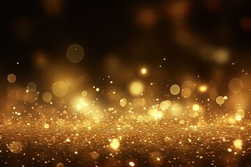 Gold bokeh light background, Christmas glowing bokeh confetti and sparkle texture overlay for your...