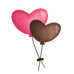 Set of Heart Balloons,air balloon,Gift,heart cartoon,pink,red,cute, vector ,illustration,hand drawn,graphic,cartoon