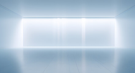 empty white room with wall and large windows