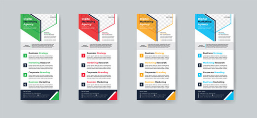 Creative Modern Corporate DL Flyer Design. DL Flyer design. Pink business template for dl flyer. Layout with modern circle photo and abstract background. Creative flyer or brochure concept.Roll up ban