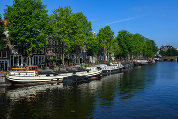 Channel in the center of Amsterdam on Holland