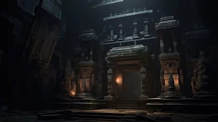 Cercles muraux Lieu de culte Ancient Mayan style underground temple by AI