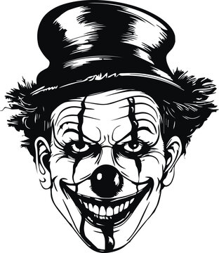Scary clown head, evil clown halloween, Vector illustration, SVG