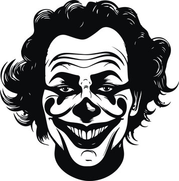 Scary clown head, evil clown halloween, Vector illustration, SVG