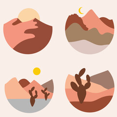 Desert poster, minimal, office decor, cactus,west