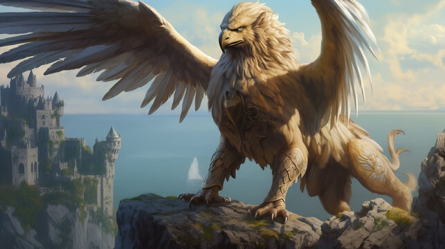 Mystical majestic creature griffin by AI