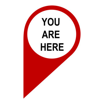 You are here map pointer icon vector, map pin location icon vector flat trendy style illustration isolated on white background.