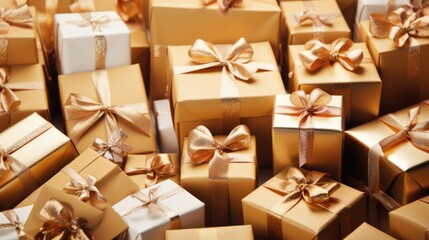 A pile at gift boxes at Christmas - stock picture