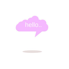 pink color chat cloud hello word, cloud for text