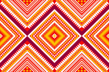 Seamless design pattern, traditional geometric zigzag pattern.white yellow red vector illustration design, abstract fabric pattern, aztec style for print textiles 
