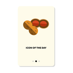 Eatable nuts or peanut flat icon. Fat, diet, antioxidant isolated vector sign. Food and health concept. Vector illustration symbol elements for web design and apps