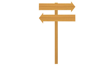 Signage, wood, directions. Wood texture. Space to write your message. Illustration. Arrow pointing. Hanging chain. PNG background 