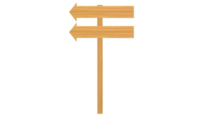 Signage, wood, directions. Wood texture. Space to write your message. Illustration. Arrow pointing. Hanging chain. PNG background 