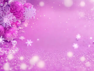 christmas background with snowflake and snow dreamy frozen style pink purple holographic 