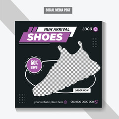 Exclusive new collection arrival shoe social media banner post template.