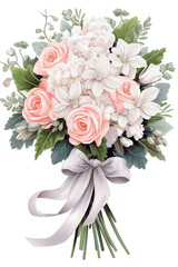 Obraz na płótnie Canvas Beautiful bouquet of wedding flowers on a transparent background