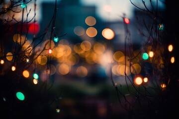 A vibrant city street at night with blurred lights and movement