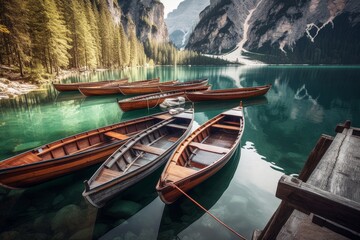 Small boats floating peacefully on the water