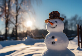 snowman in the snow on Christmas Day