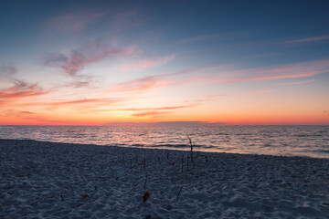 sunset over the baltic sea in poland