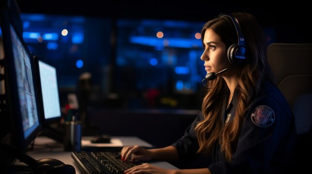 Emergency medical dispatcher is working. Beautiful illustration picture. Generative AI