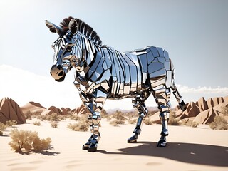Metal Zebra statue. Built with artificial intelligence.