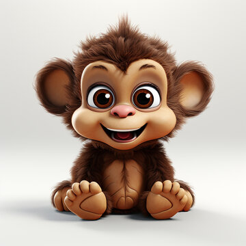 A Cute 3d Cartoon Monkey Animal