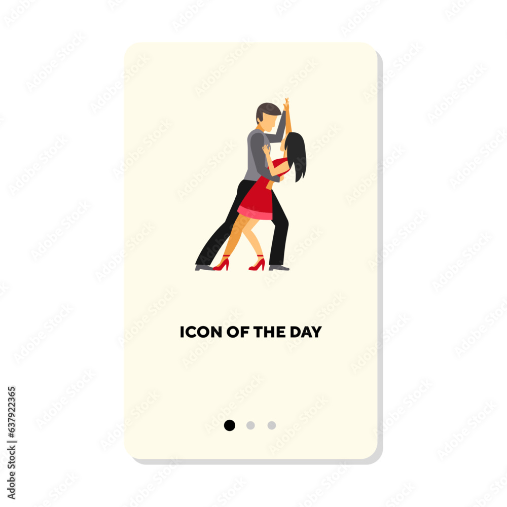 Sticker Dancing couple flat icon. Tango, dance, body isolated vector. Movement and activity concept. Vector illustration symbol elements for web design and apps