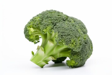 A single head of broccoli on a clean white background