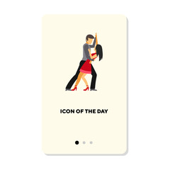 Dancing couple flat icon. Tango, dance, body isolated vector. Movement and activity concept. Vector illustration symbol elements for web design and apps