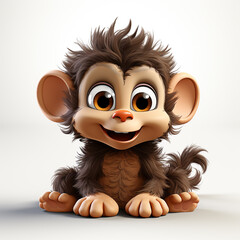 A cute 3d cartoon monkey animal - obrazy, fototapety, plakaty