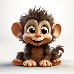 Zelfklevend Fotobehang A cute 3d cartoon monkey animal © avivmuzi
