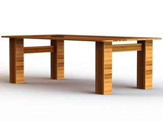 Teak Rectangular Coffee Table with Glass 3D model