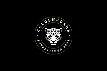 Leopard face strong African feline predator head minimalist logo design template vector flat © provectors