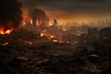 A burned city, apocalyptic scene ,generative ai 