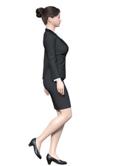 Fototapeta premium 右足を曲げて立ち止まっている女性のイラスト