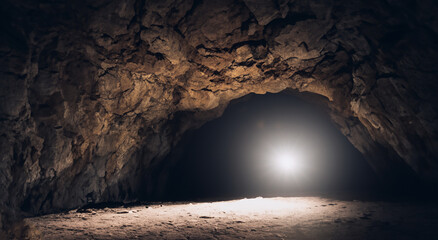 beautiful hidden cave with reflected sun rays with good lighting in high definition