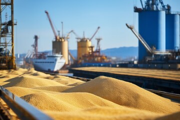 Port logistics. Grain deal concept. Hunger and food security of the world.