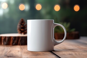 White blank mug mockup photo realistic illustration - Generative AI.