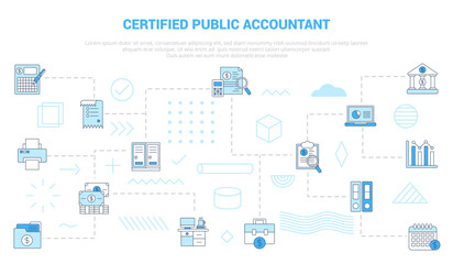 cpa certified public accountant concept with icon set template banner with modern blue color style