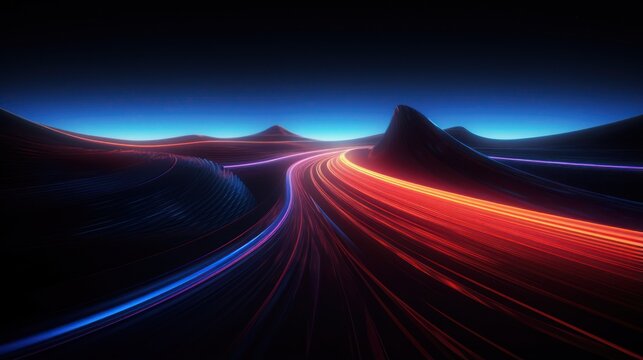 abstract long exposure dynamic speed light trails in a tunnel. Generative ai