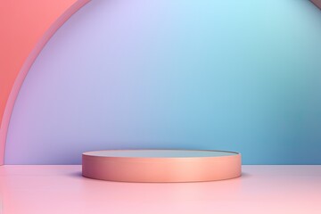 3D Metal surface podium on stage background. geometric shape for product display presentation. Minimal scene for mockup products, stage showcase, promotion display.