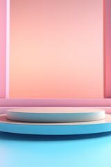 3D Metal surface podium on stage background. geometric shape for product display presentation. Minimal scene for mockup products, stage showcase, promotion display.