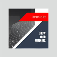 Red and black simple grow your business social media cover template