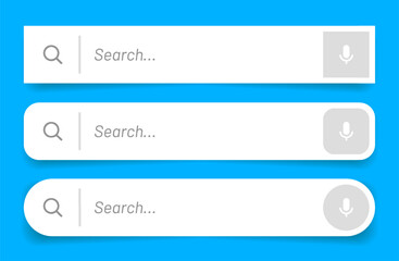 Search Bar with suggestions for UI UX design and web site. Search Address and navigation bar icon. Collection of search form templates for websites. Search engine web browser window template.