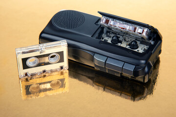 Audio recorder with microcassette. device for working with voice and journalism. analog audio...