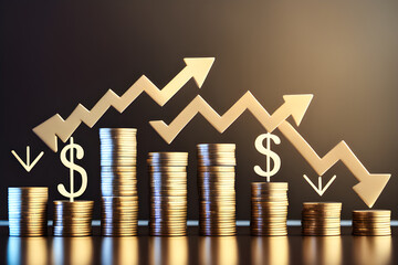 graph with golden coins. Generative AI