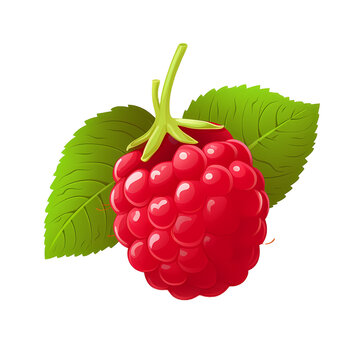 recommend clip art: red Rasberry clipart illustration with green leaf