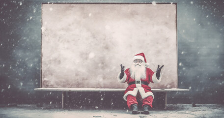 joy man board vintage old christmas santa background hat holiday claus new. Generative AI.