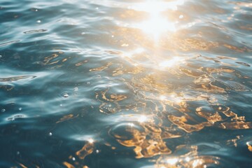 Close up view of water in the ocean with sunshine. Beautiful illustration picture. Generative AI